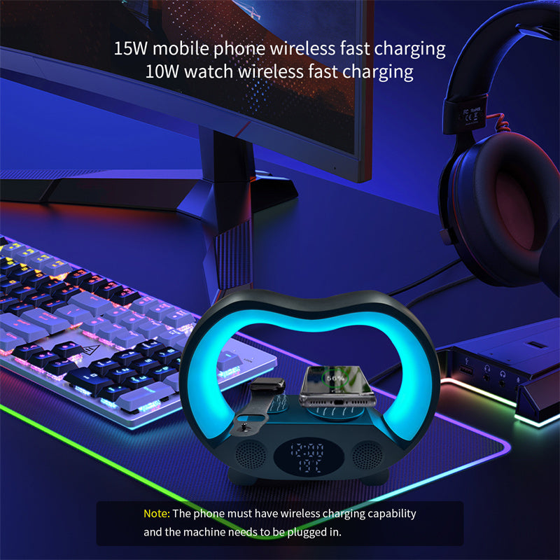 6 In 1 LED Table Lamp With Wireless Charger And Bluetooth Speaker