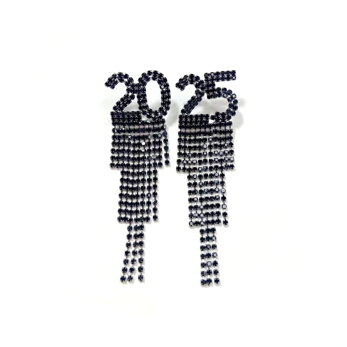 Digital Rhinestone Letter Earrings for New Year Parties
