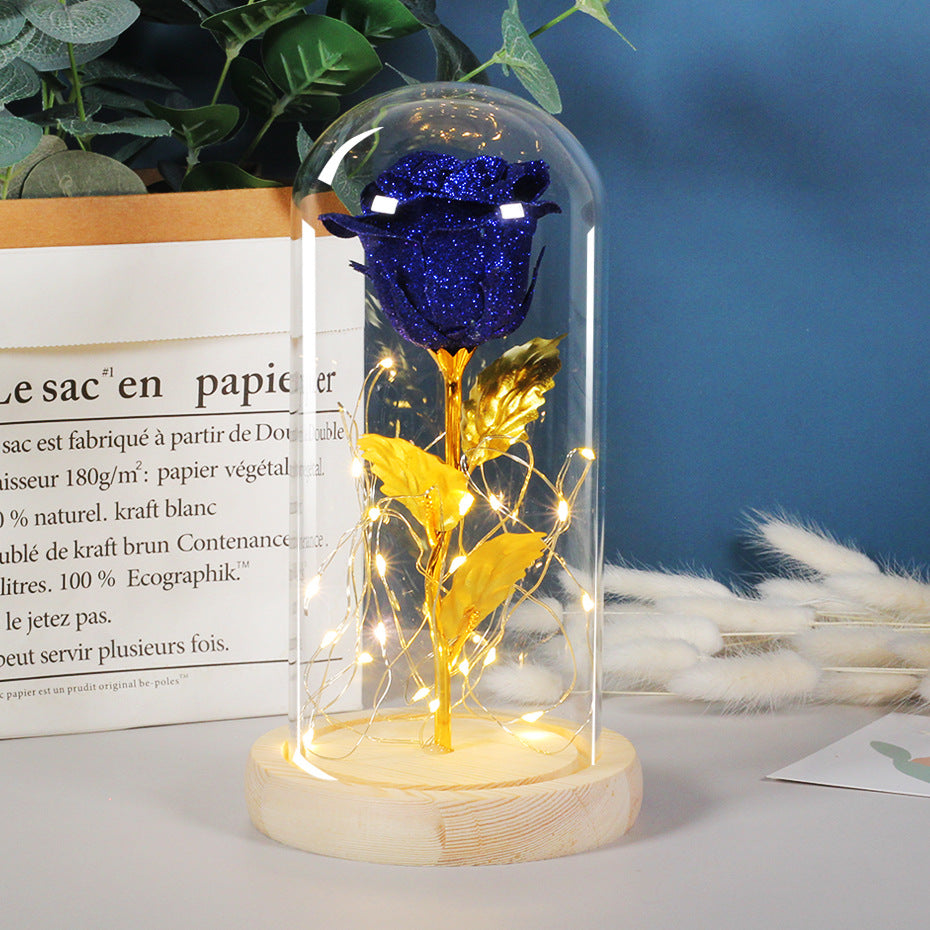 Eternal Rose LED Light In Glass Dome, Romantic Valentine's Gift