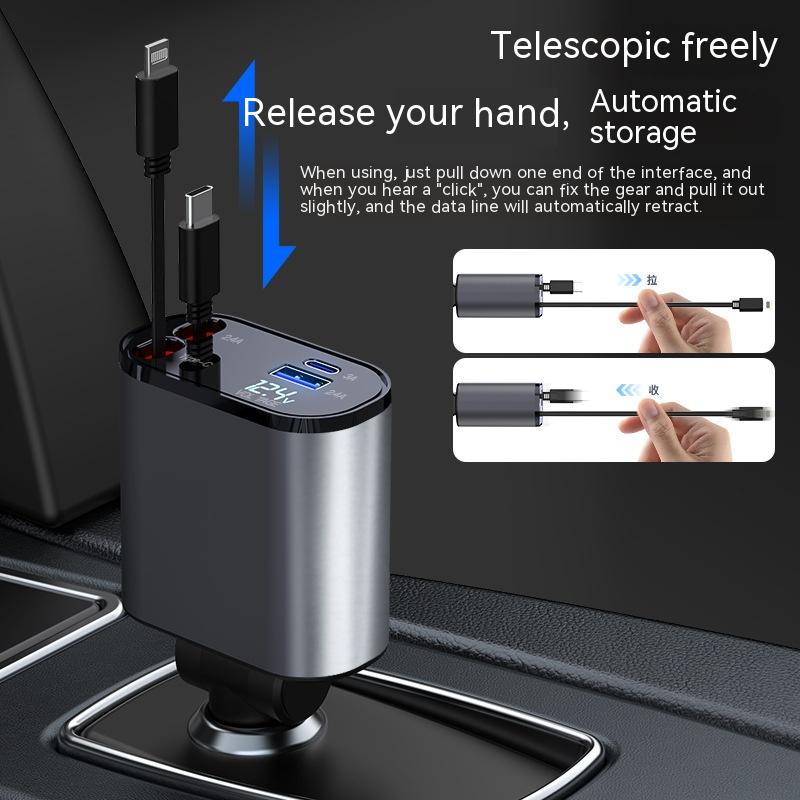 Metal 100W Car Charger With USB and Type-C Fast Charging
