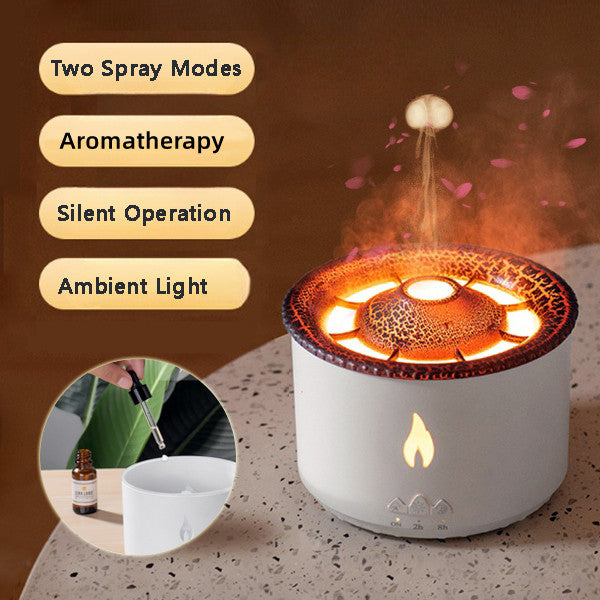 Volcano Flame Aroma Diffuser With Jellyfish Mist And Night Light