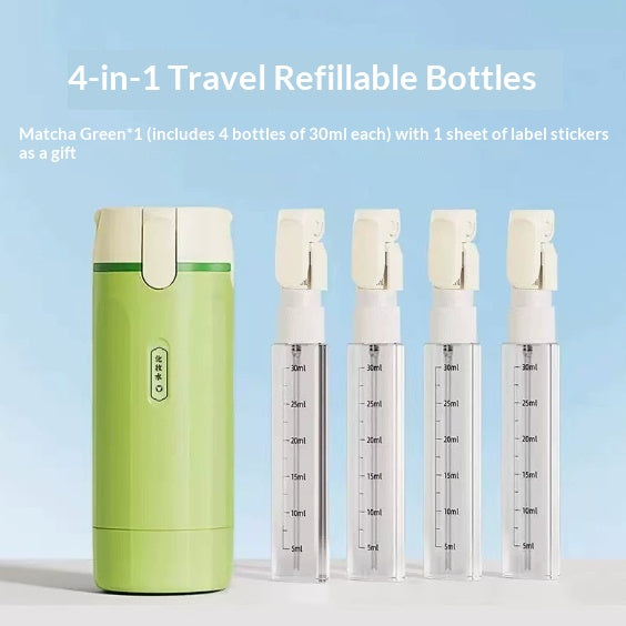 4-in-1 Leakproof Travel Bottle Set, Portable Toiletry Dispenser