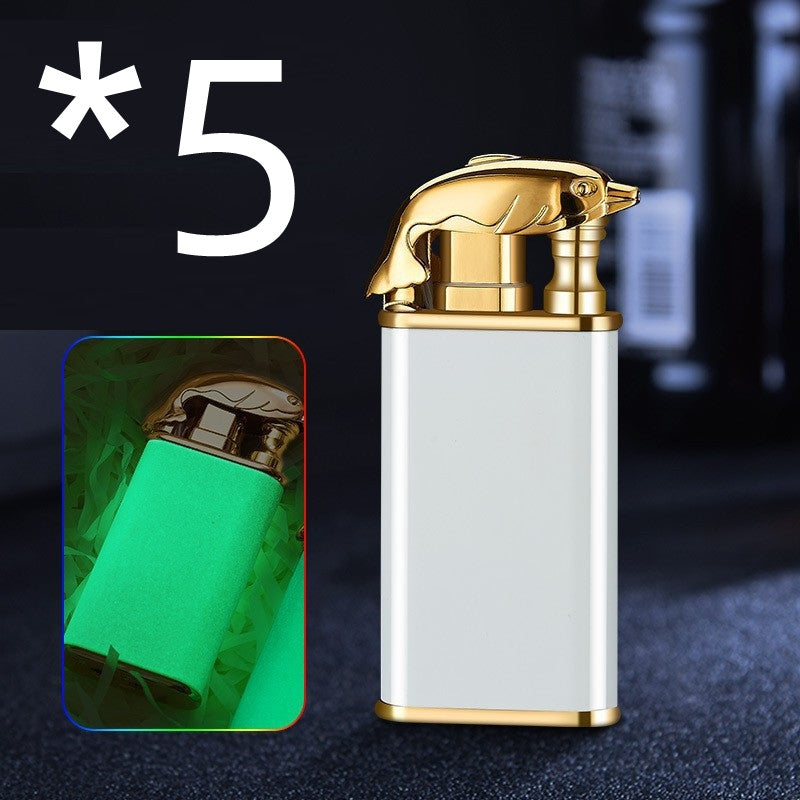 Windproof Metal Gas Lighter With Blue Flame And Double Fire