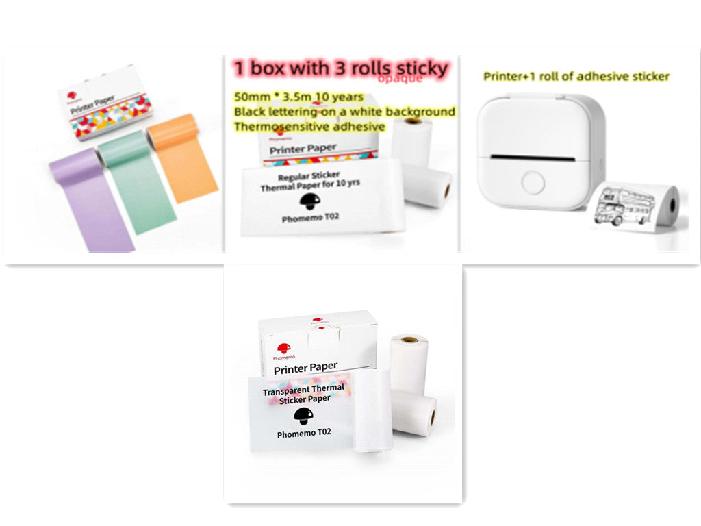 Portable Mini Bluetooth Thermal Label Printer, Inkless Printing