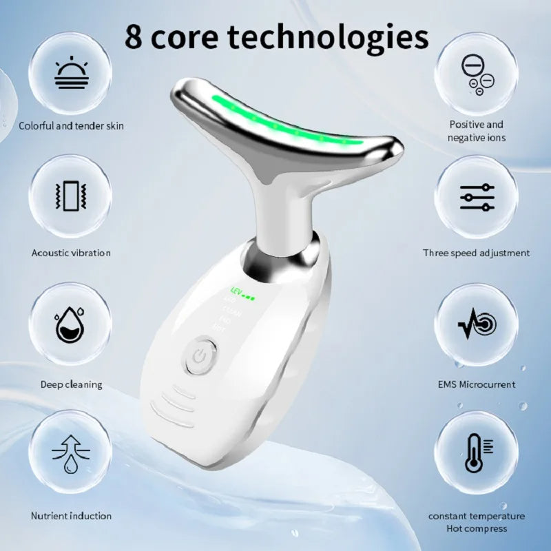 LED Neck and Face Massager Device with Colourful Light Modes