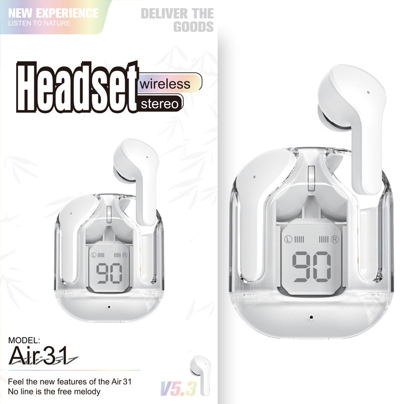 Mini Transparent Wireless Earbuds With LED Power Display