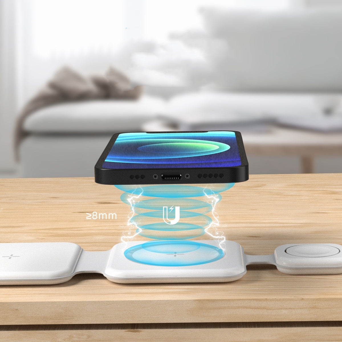 3 In 1 Foldable Magnetic Wireless Charger With 15W Output