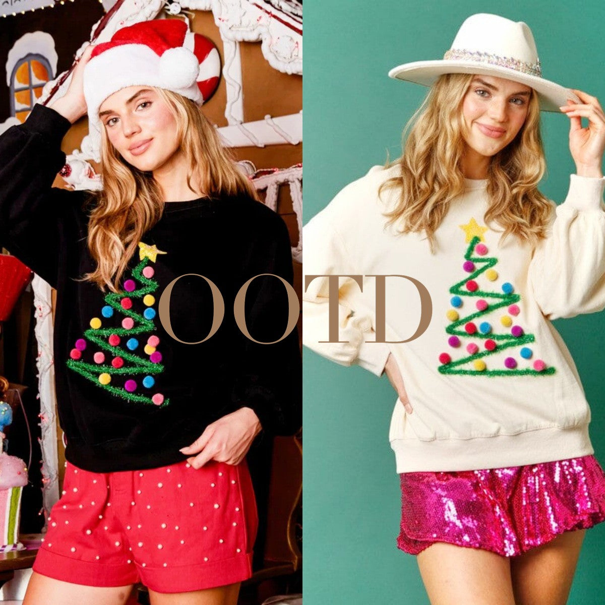 Women's Christmas Tree Print Hoodie Sweatshirt Long Sleeve