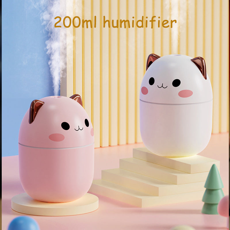 Cute Cat Ultra-Silent USB Air Humidifier for Bedroom, Office and Car