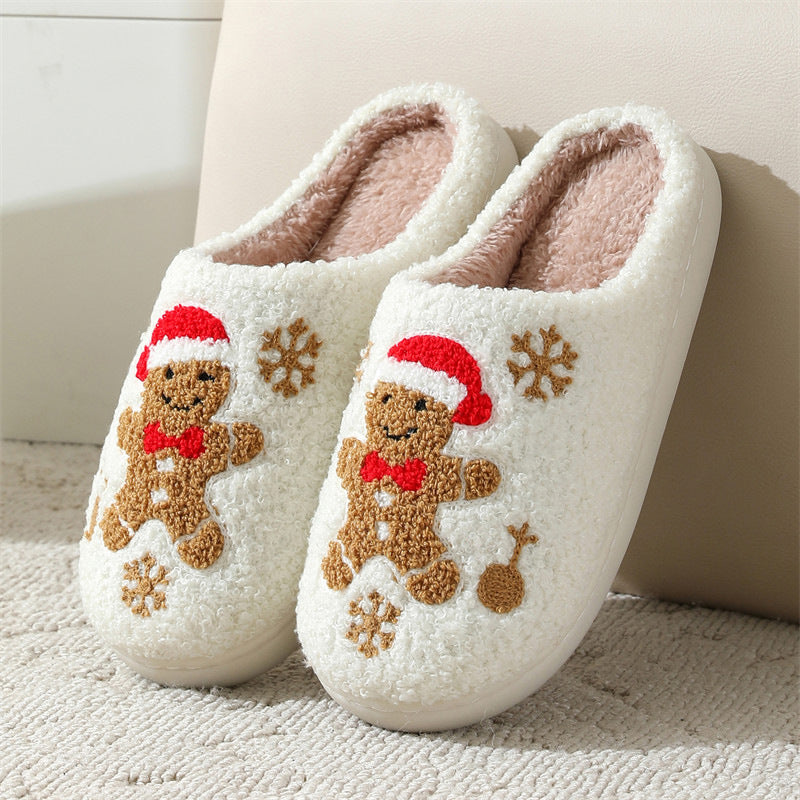 Christmas Gingerbread Slippers with Non-Slip Sole for Women