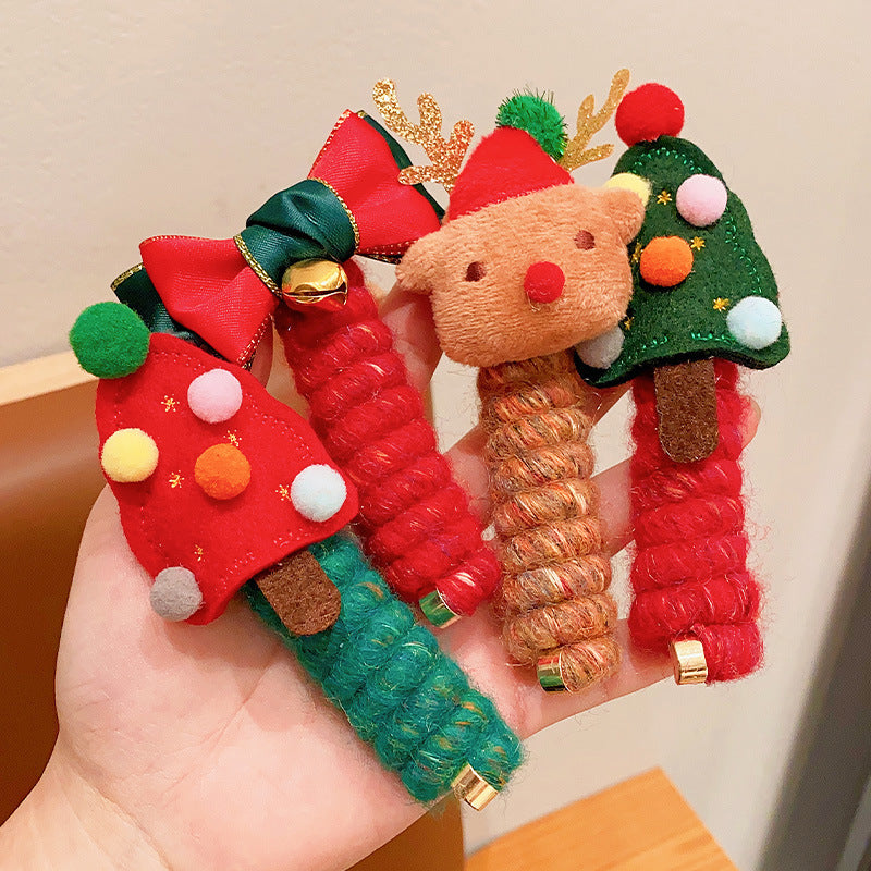 Girls Christmas Spiral Coil Hair Ties Telephone Wire Style