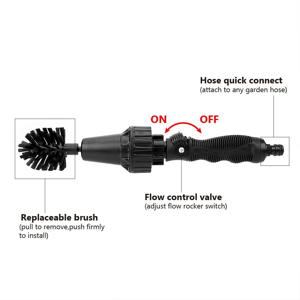 Water-Driven Rotary Cleaning Brush, Handheld Spray Brush