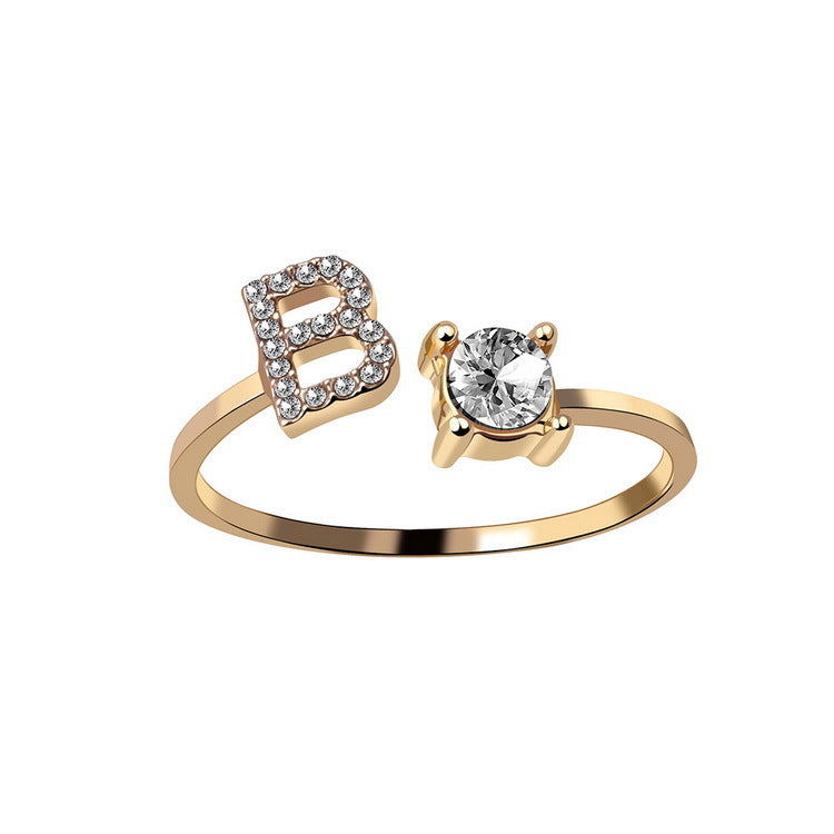 Adjustable Initial Letter Ring In Gold, Silver Or Rose Gold