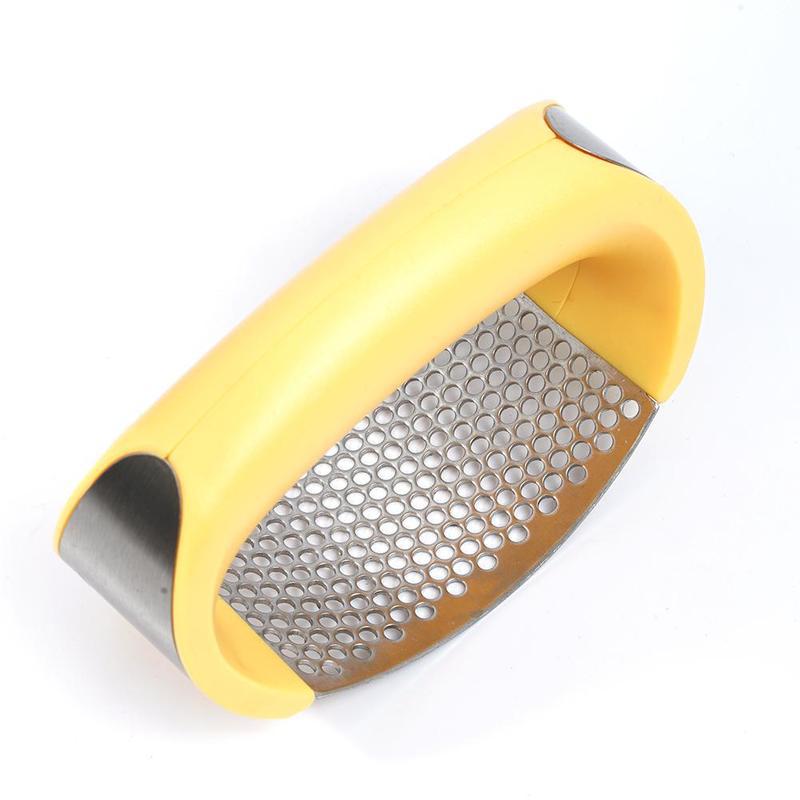 Stainless Steel Garlic Press, Manual Curved Masher for Garlic and Fruit