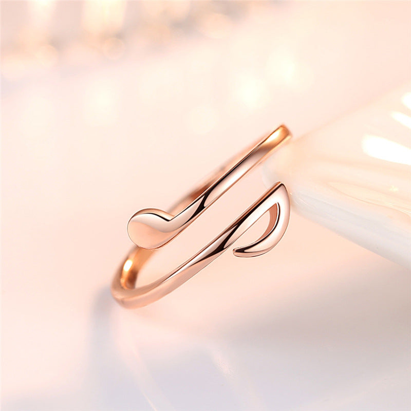 Adjustable Copper Music Note Ring in Rose Gold or Silver