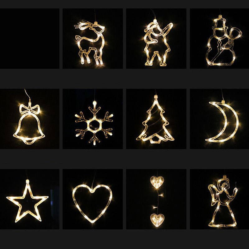 Christmas LED Suction Cup Chandelier Lights Santa Elk Snowman