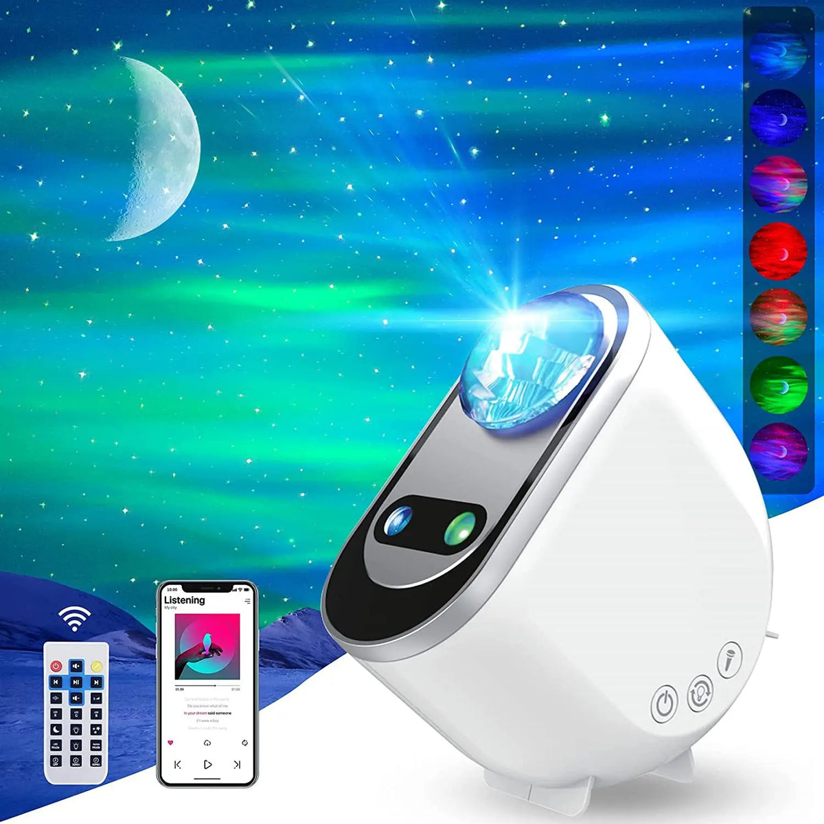 Aurora Borealis Galaxy Projector Night Light With Moon