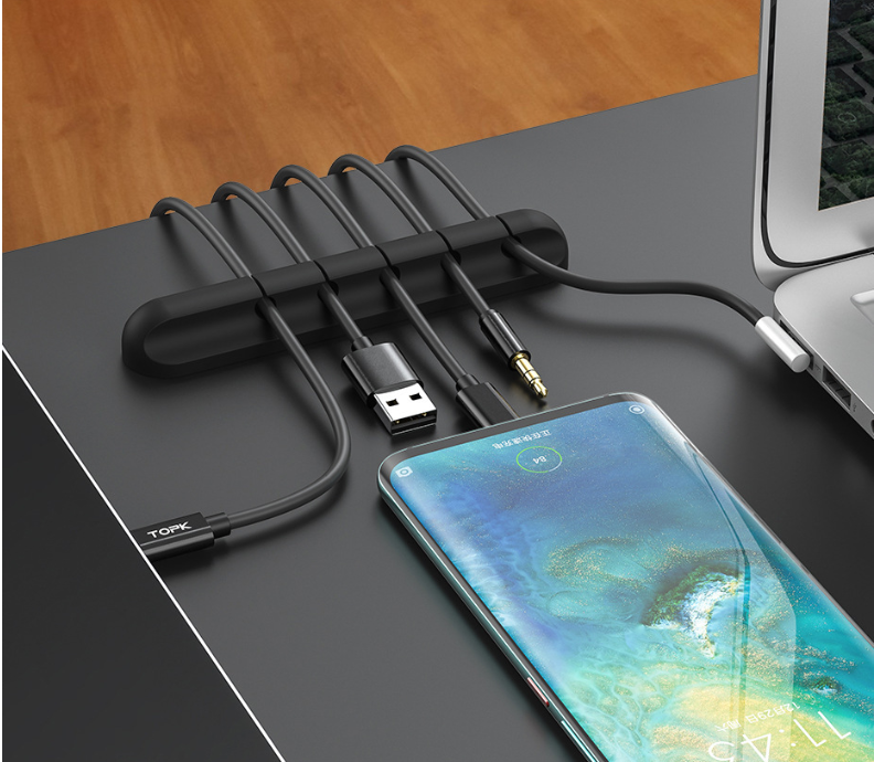 Silicone Cable Organiser Clips for Desks and Headphone Wires