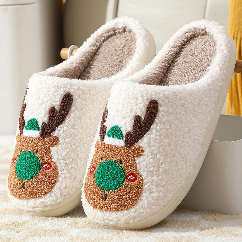 Christmas Elk Slippers Soft Cosy Slip-On House Shoes