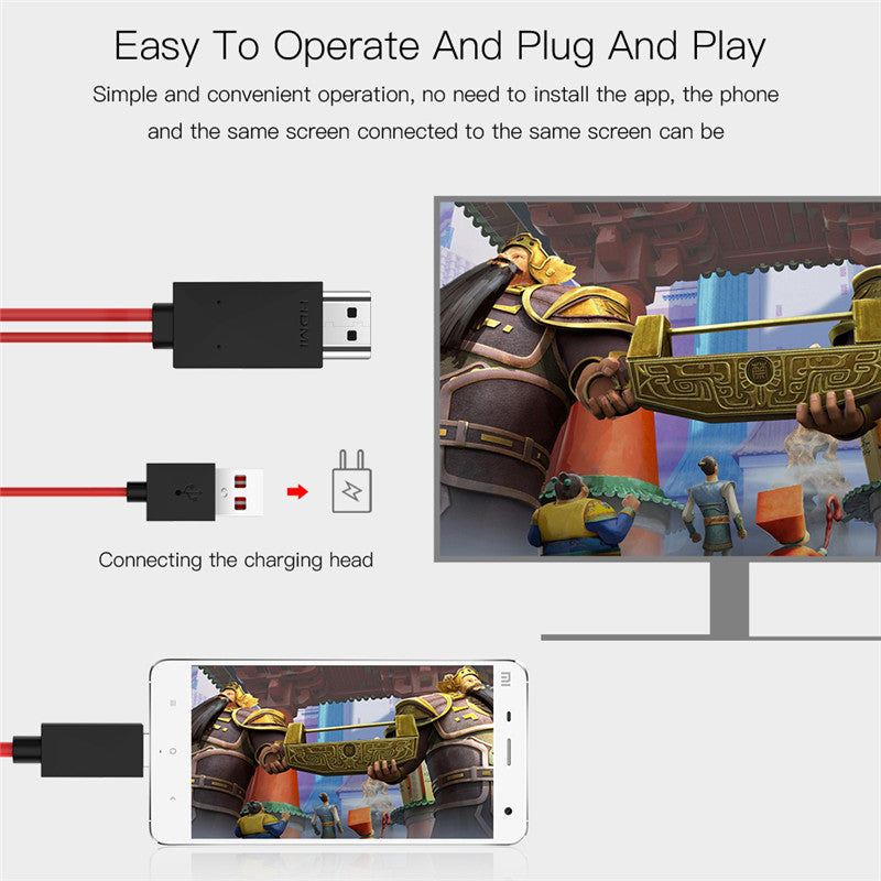 3-in-1 Type-C to HDMI Phone Screen Mirroring Cable, 2m