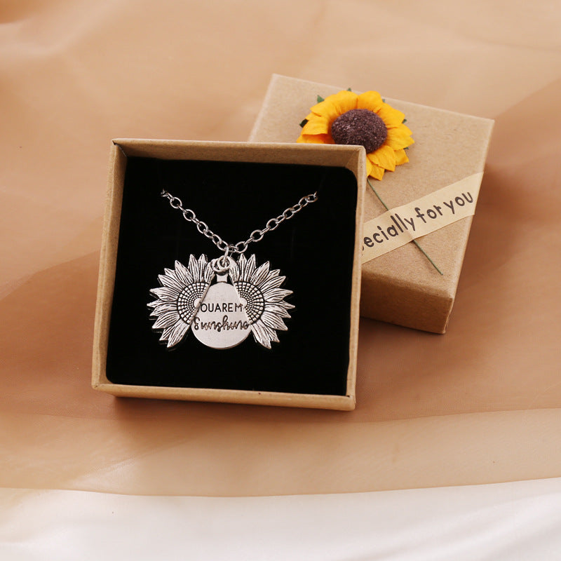 You Are My Sunshine Sunflower Necklace for Women and Men with Gift Box