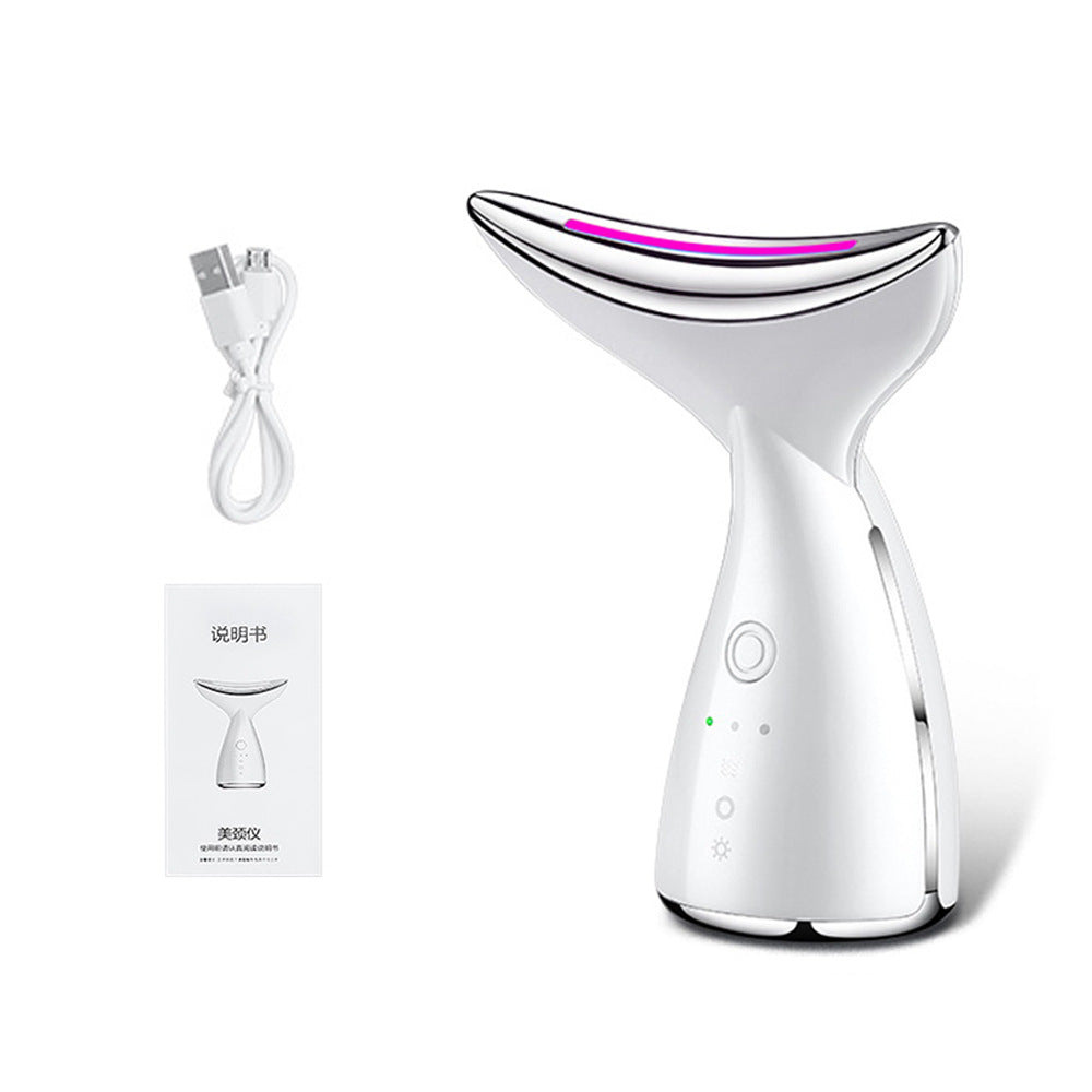 EMS Neck and Face Beauty Device with Three LED Light Colours