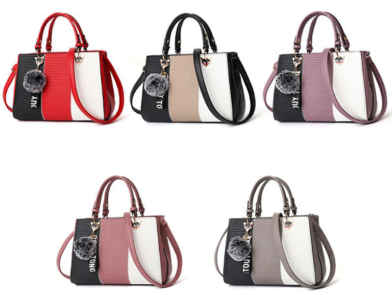 Women's Hairball Patchwork Crossbody Handbag for Parties