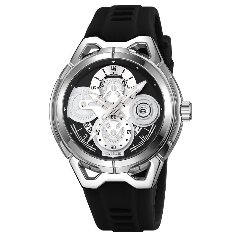 Men's Quartz Watch with Colourful Strap and Black or Silver Case