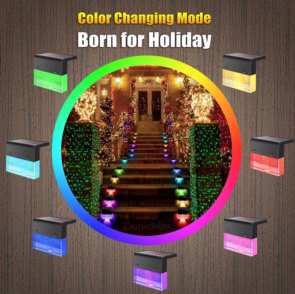 Waterproof RGB LED Solar Light For Steps Fences And Gardens