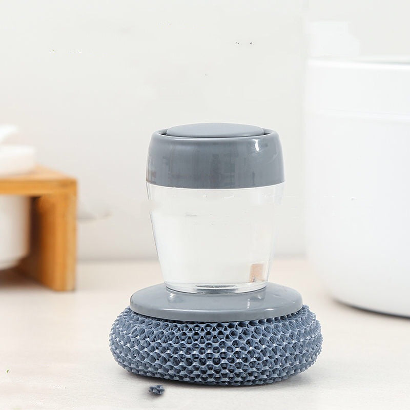 Kitchen Soap Dispensing Palm Brush, Push-Type Dish Scrubber