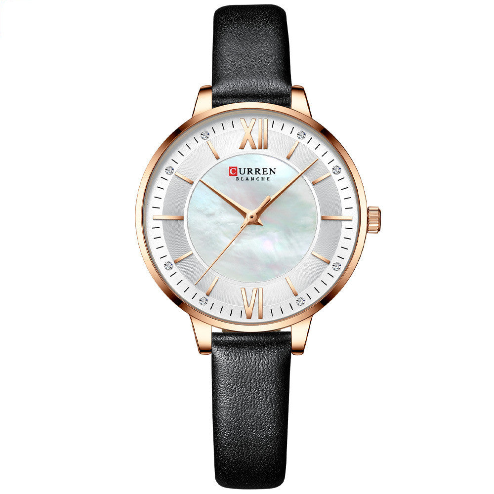 Women's Casual Quartz Watch with Leather Strap, Fashion Wristwatch