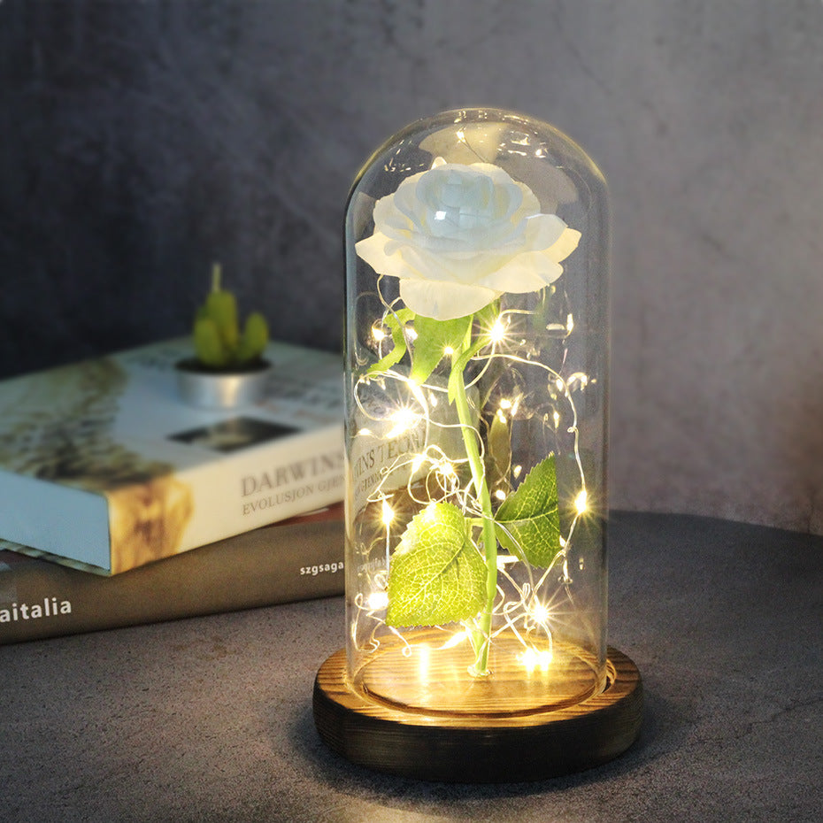 Simulated Rose in Glass Dome Gift for Weddings and Mother's Day