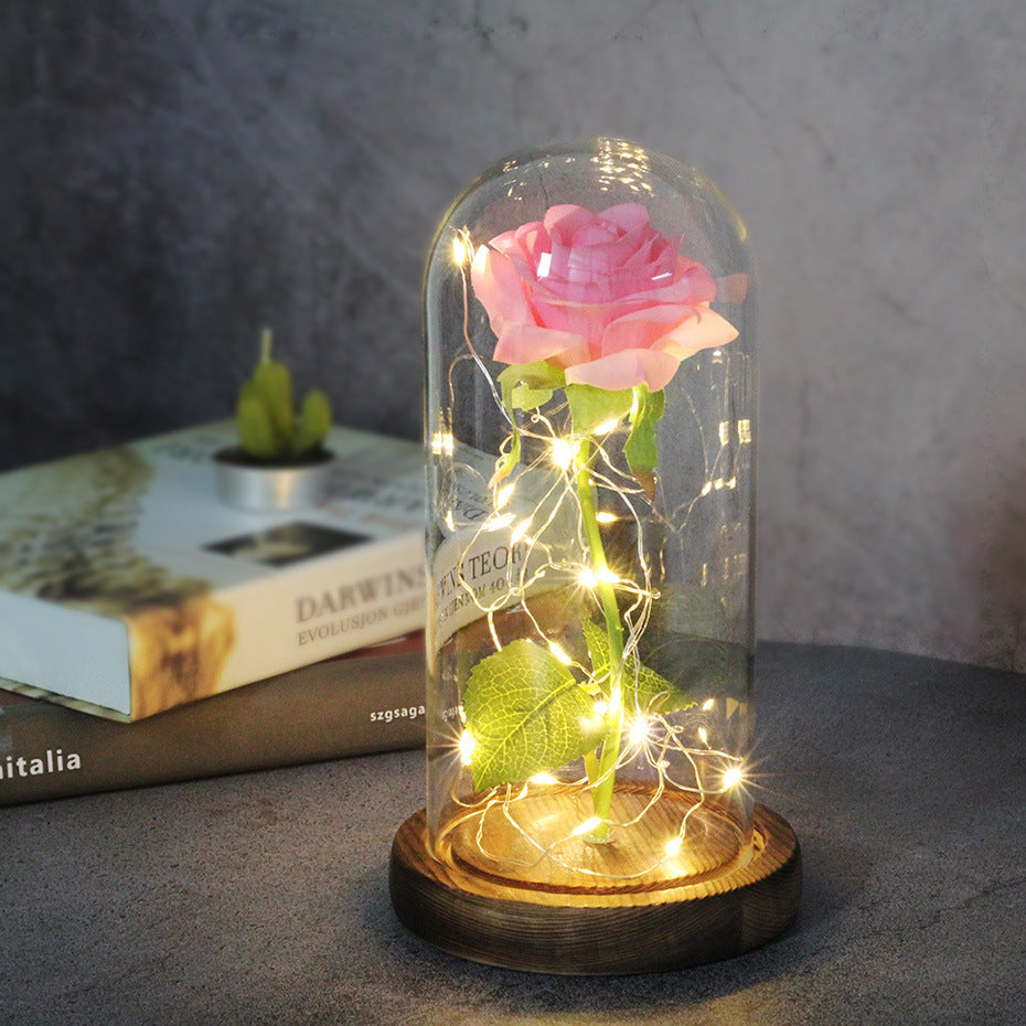 Simulated Rose in Glass Dome Gift for Weddings and Mother's Day