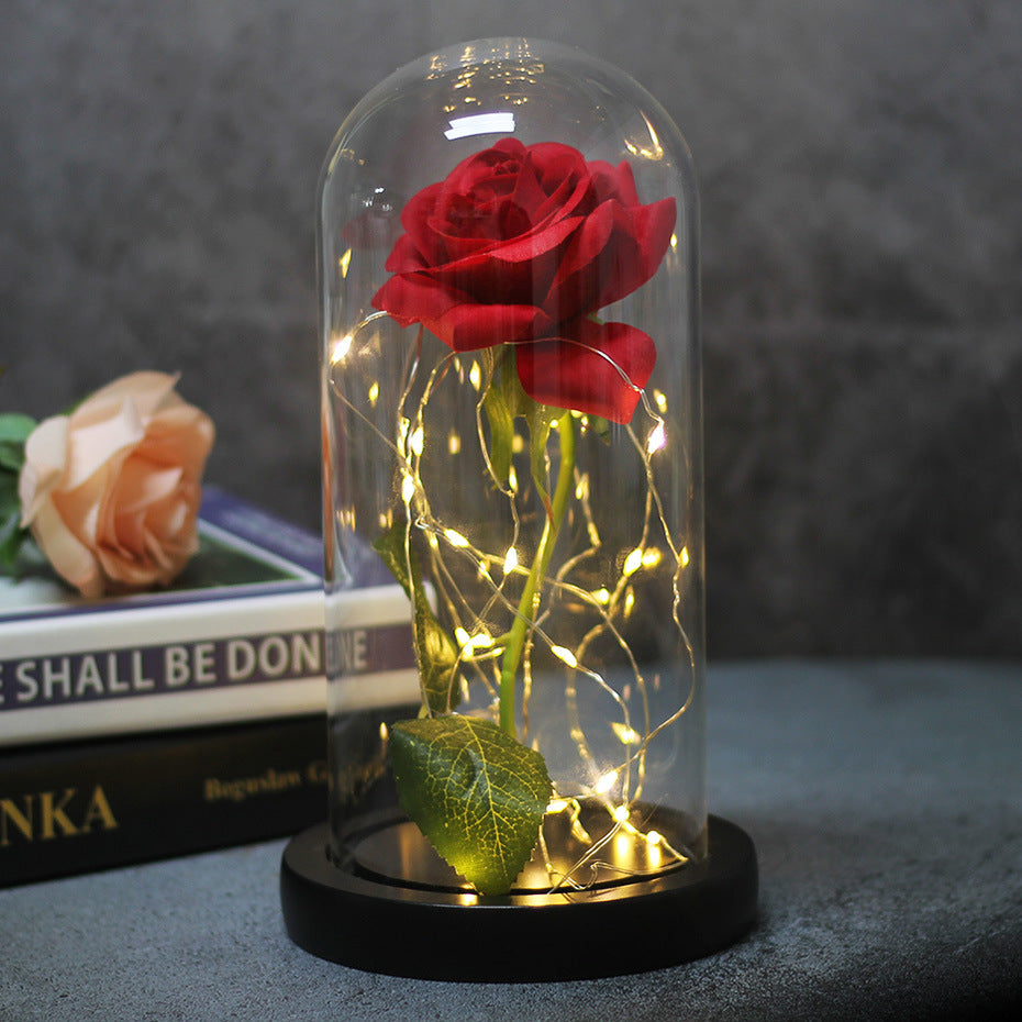 Simulated Rose in Glass Dome Gift for Weddings and Mother's Day