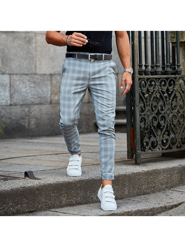 Men's Loose Thin Plaid Casual Trousers in Five Colours