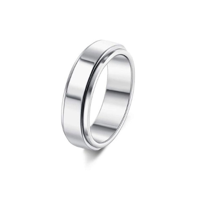 Stainless Steel Spinner Ring With Moon And Stars Design
