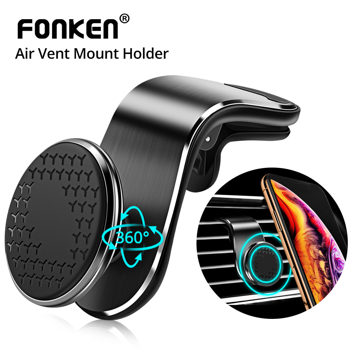 Magnetic Car Phone Holder for Air Vent with 360 Degree Rotation