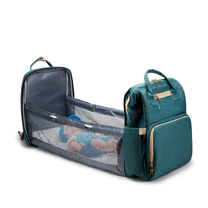 Folding Travel Bed Backpack for Mums with USB Charging