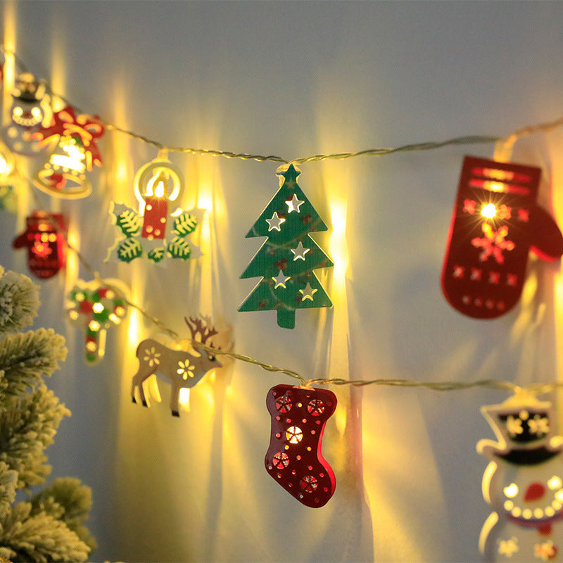 Christmas LED String Lights with Santa Elk and Snowman Shapes