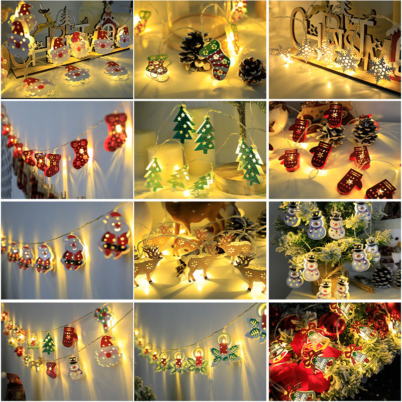Christmas LED String Lights with Santa Elk and Snowman Shapes