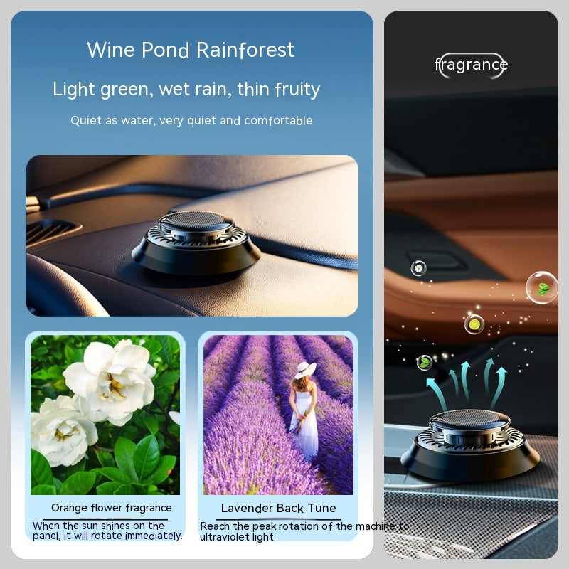 Solar Powered Rotating Car Air Freshener with Double Ring Design