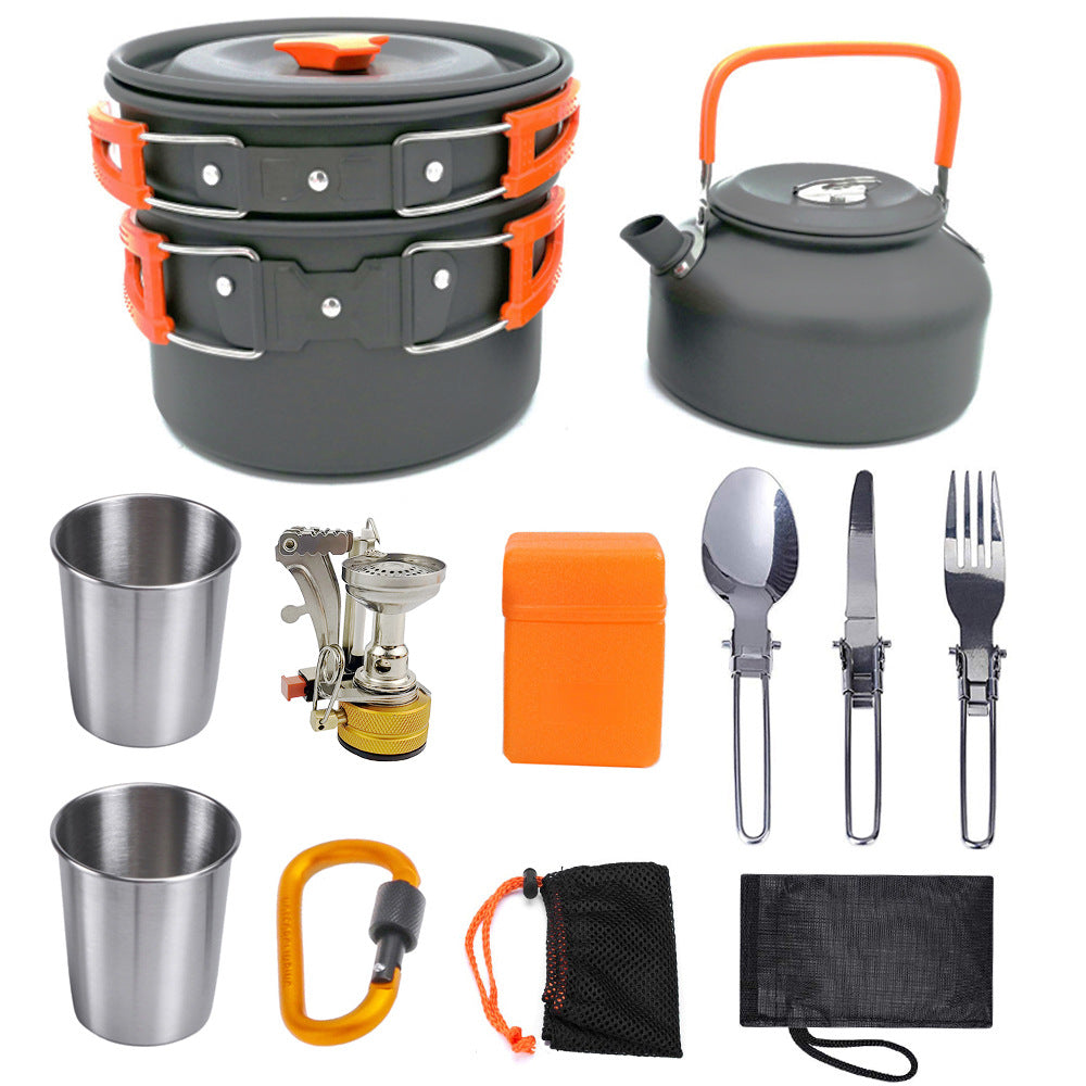 Aluminium Camping Cookware Set, Anodised Pots and Pans for Outdoors