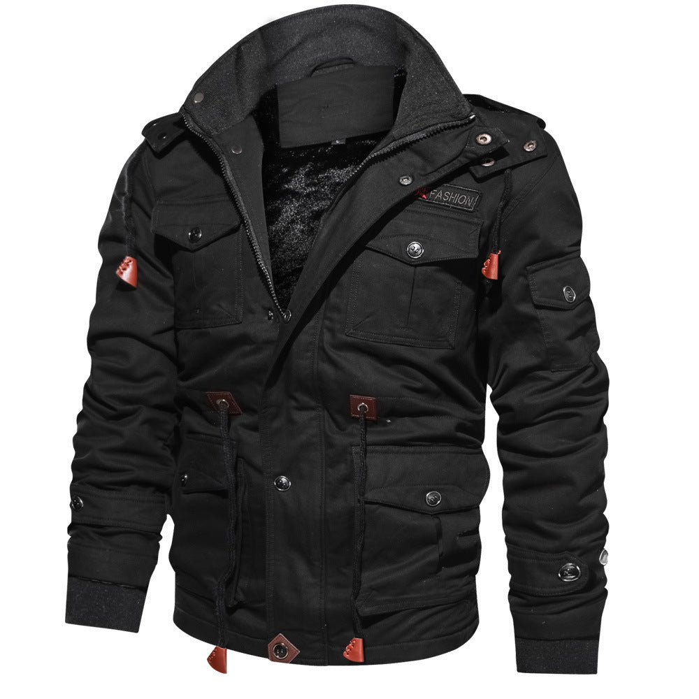 Men's Winter Fleece Hooded Jacket, Warm Thick Outerwear