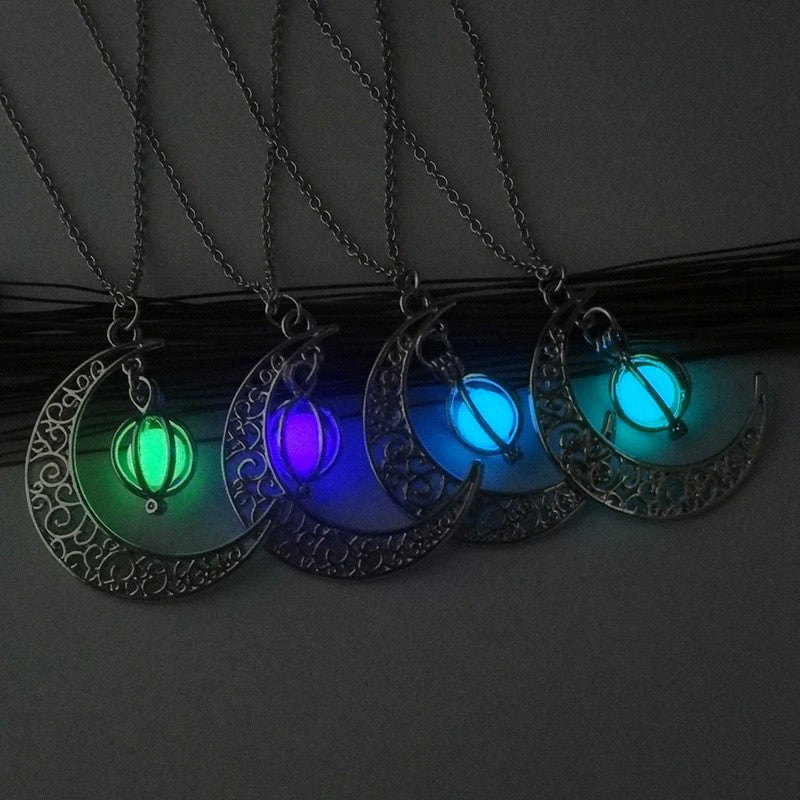 Glowing Moon Stone Pendant Necklace For Women, Luminous Charm