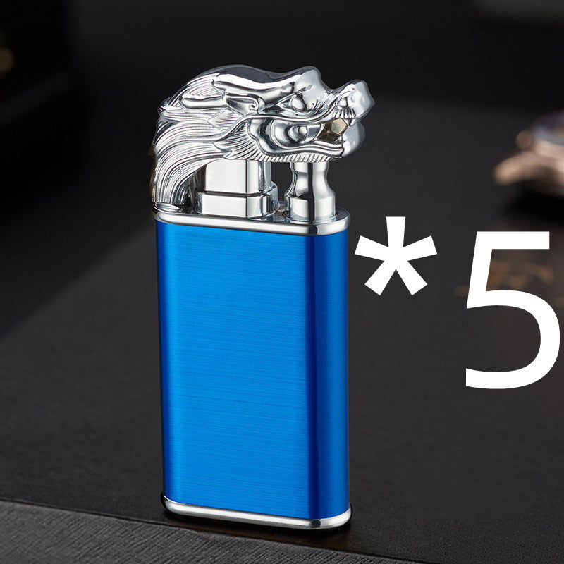 Windproof Metal Gas Lighter With Blue Flame And Double Fire