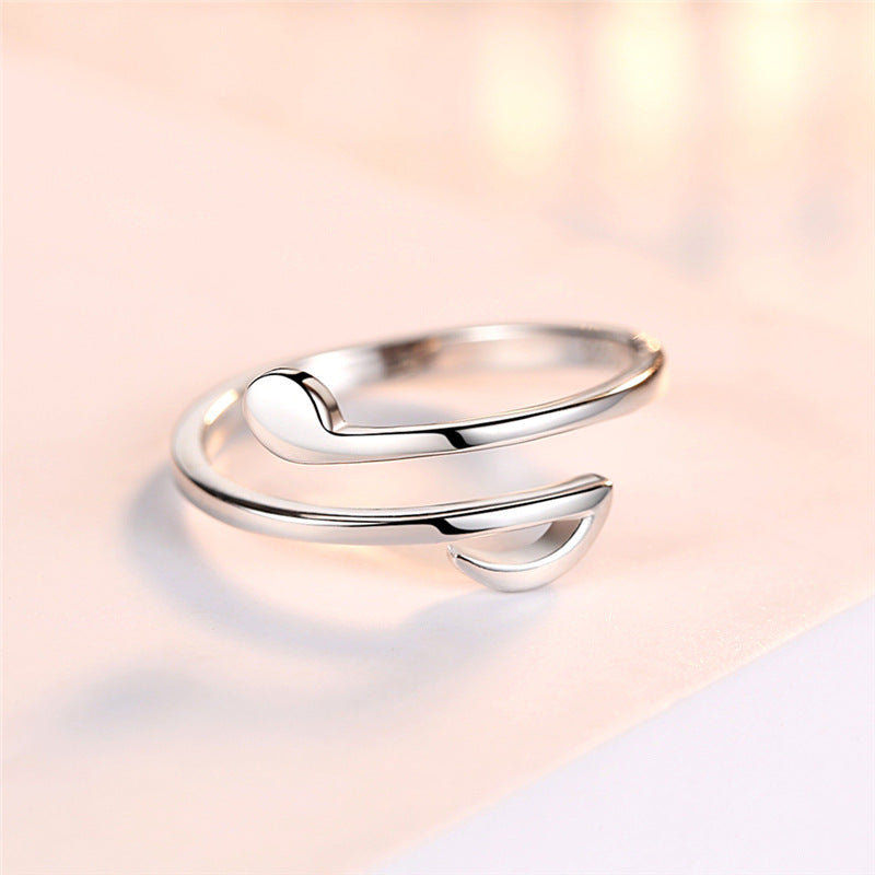 Adjustable Copper Music Note Ring in Rose Gold or Silver