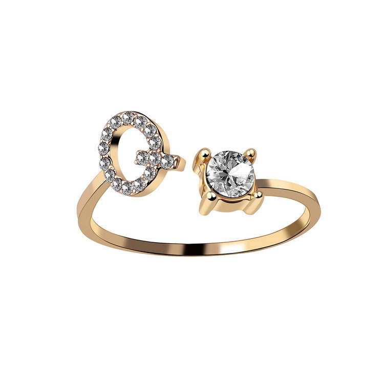 Adjustable Initial Letter Ring In Gold, Silver Or Rose Gold