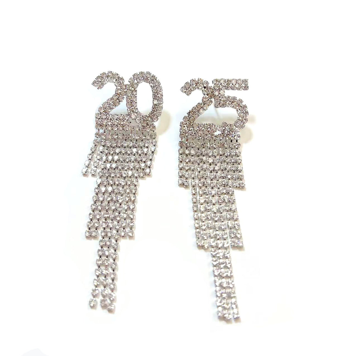Digital Rhinestone Letter Earrings for New Year Parties