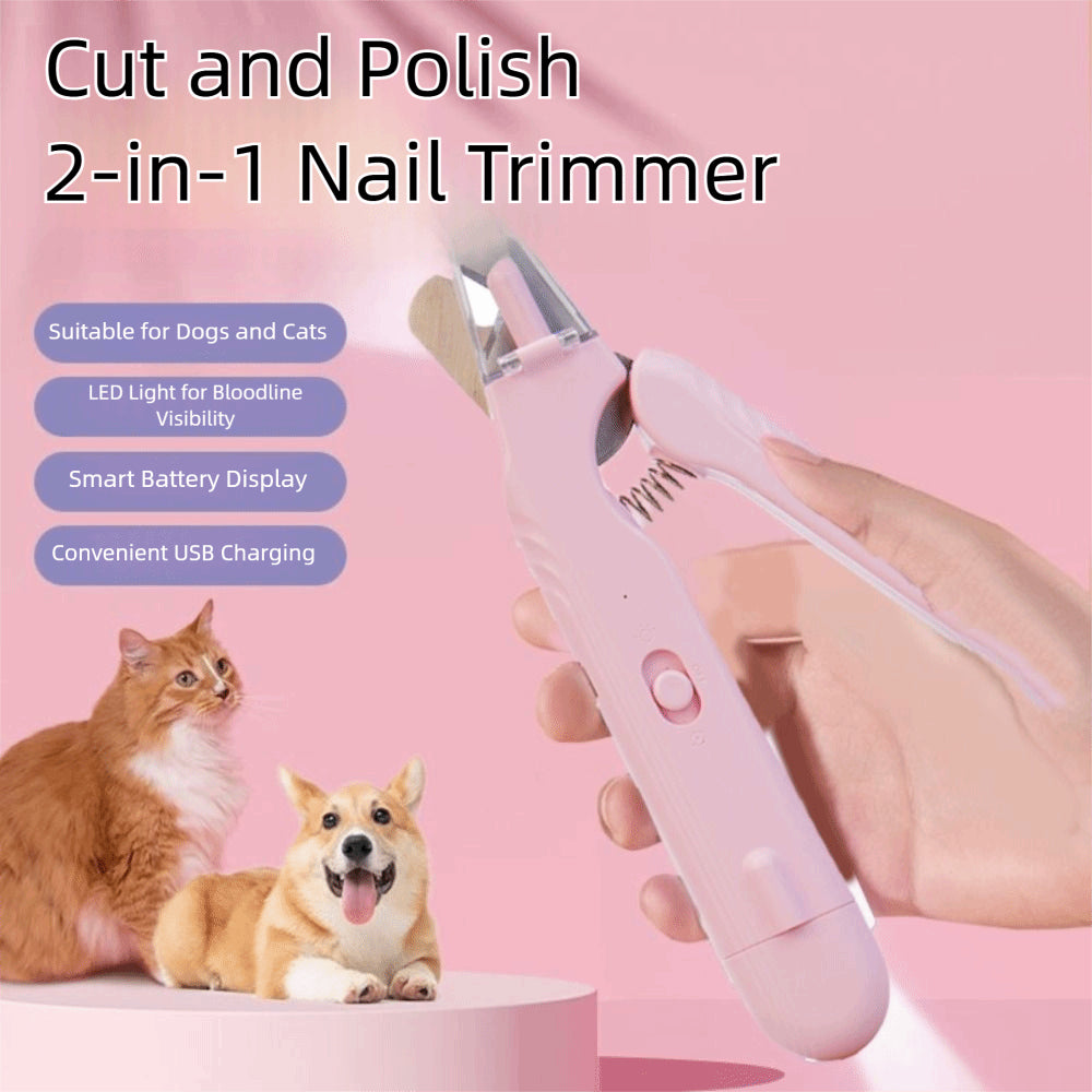 2-in-1 Pet Nail Clipper and Grinder with LED Light for Dogs and Cats