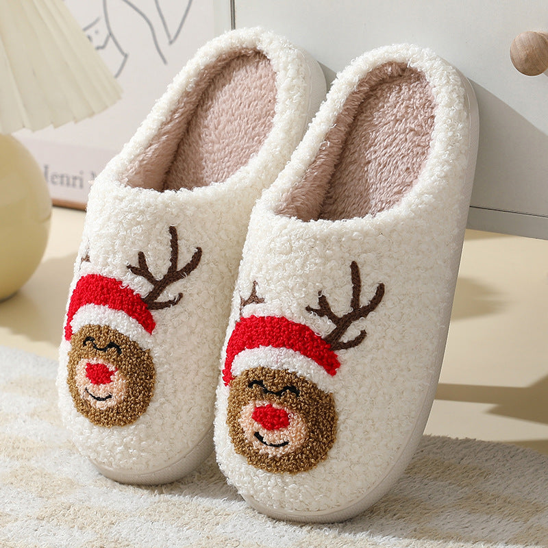 Cartoon Christmas Cotton Slippers for Women and Men
